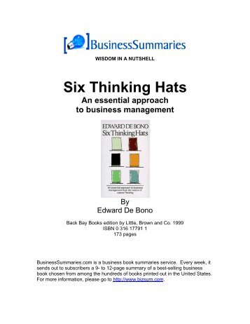 six thinking hats pdf ebook